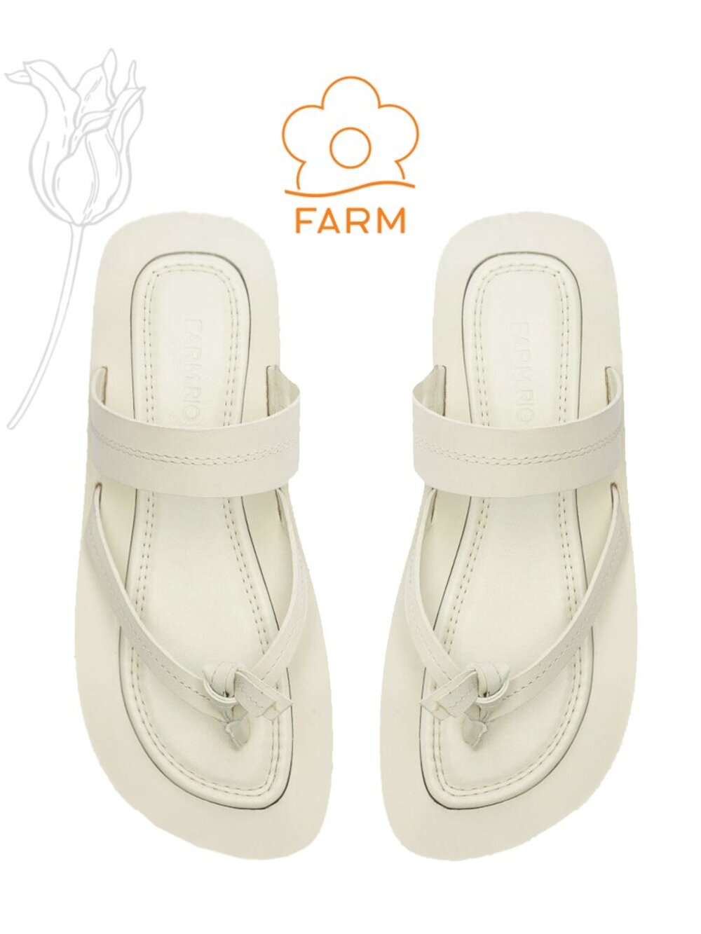 FARM RIO Ivory Tie Flat Sandal